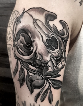 tattoo new traditional skull animal .png